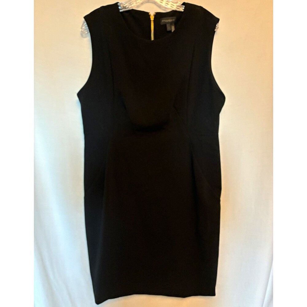 Donna Karan New York size 14  Black Solid Sheath Dress V-Neck Sleeveless LBD